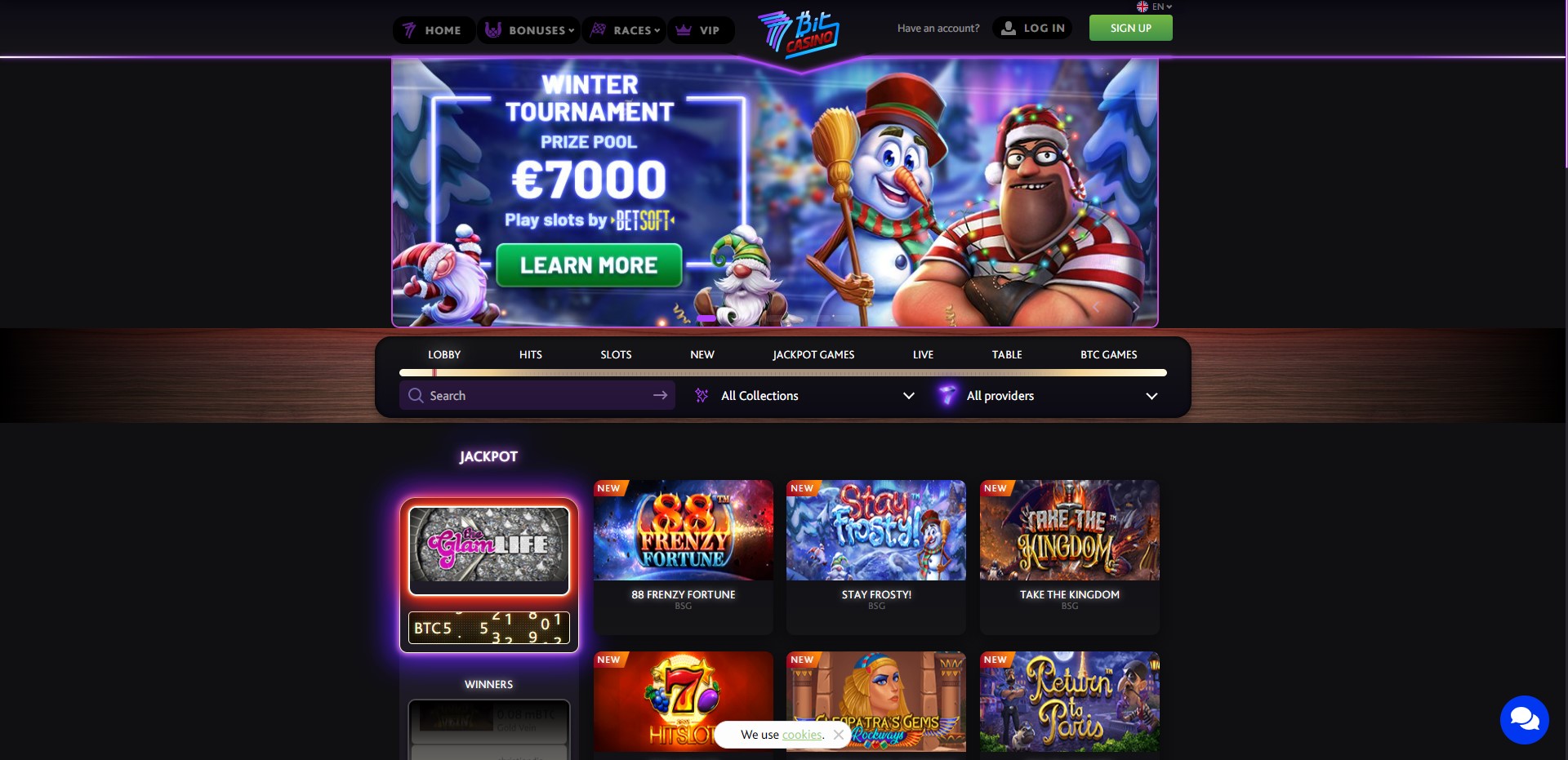 7Bit Casino home page banner
