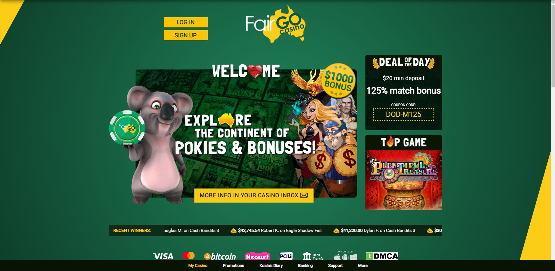 FairGo Casino home page banner
